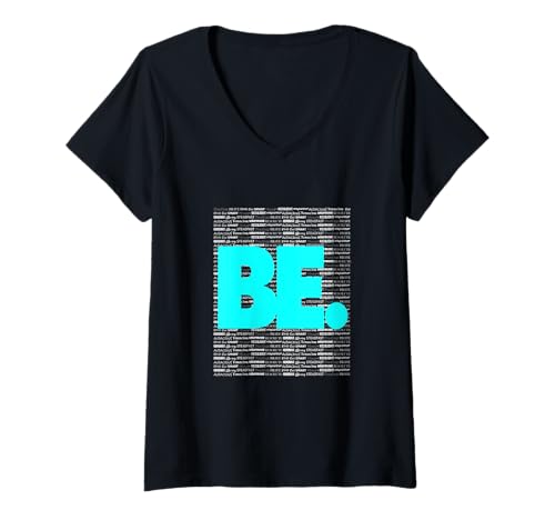 Damen Turquoise Be. Türkisfarbene Grafik T-Shirt mit V-Ausschnitt von Color Match Turquoise Graphic Tee