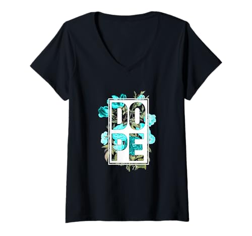 Damen Turquoise Fresh//DOPE Turquoise Graphic T-Shirt mit V-Ausschnitt von Color Match Turquoise Graphic Tee