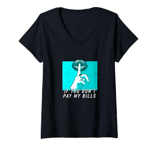 Damen Turquoise Hush Now Distressed-Grafik in Türkis T-Shirt mit V-Ausschnitt Damen Turquoise Hush Now Distressed-Grafik in Türkis T-Shirt mit V-Ausschnitt von Color Match Turquoise Graphic Tee