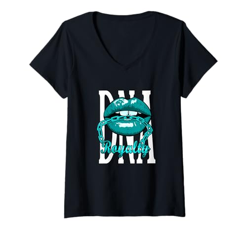 Damen Turquoise It's In My DNA Türkis-Grafik T-Shirt mit V-Ausschnitt Damen Turquoise It's In My DNA Türkis-Grafik T-Shirt mit V-Ausschnitt von Color Match Turquoise Graphic Tee
