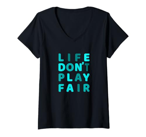 Damen Turquoise Life Don't Play Fair Türkis-Grafik T-Shirt mit V-Ausschnitt Damen Turquoise Life Don't Play Fair Türkis-Grafik T-Shirt mit V-Ausschnitt von Color Match Turquoise Graphic Tee