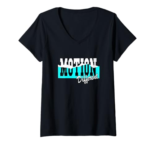 Damen Turquoise Motion Verschiedene türkisfarbene Grafik T-Shirt mit V-Ausschnitt von Color Match Turquoise Graphic Tee
