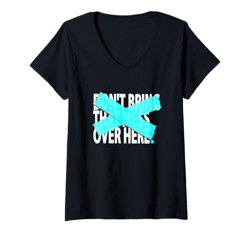 Damen Turquoise Not Over Here Türkis-Grafik T-Shirt mit V-Ausschnitt von Color Match Turquoise Graphic Tee