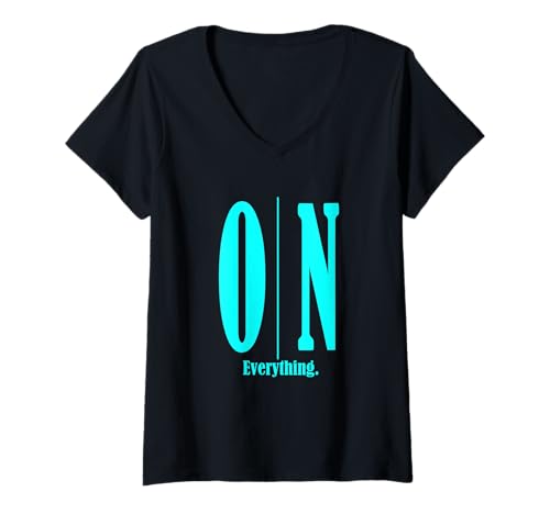 Damen Turquoise ON Everything.Turquoise Graphic T-Shirt mit V-Ausschnitt von Color Match Turquoise Graphic Tee