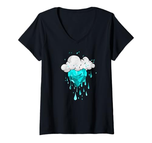 Damen Turquoise Storms Can't Dim My Shine Türkis-Grafik T-Shirt mit V-Ausschnitt von Color Match Turquoise Graphic Tee