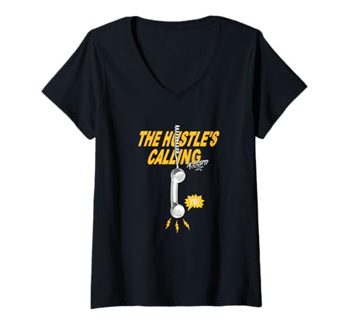 Damen Gelbe Grafik der Universität Varsity-Gold Nimm den Anruf entgegen T-Shirt mit V-Ausschnitt Damen Gelbe Grafik der Universität Varsity-Gold Nimm den Anruf entgegen T-Shirt mit V-Ausschnitt von Color Match University Varsity-Gold Graphic Tee