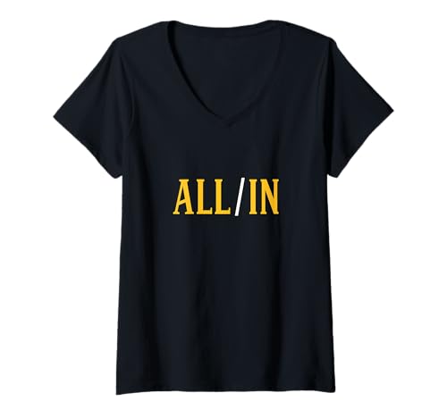 Damen Universität Varsity-Gold All/IN Universität Varsity-Gold T-Shirt mit V-Ausschnitt Damen Universität Varsity-Gold All/IN Universität Varsity-Gold T-Shirt mit V-Ausschnitt von Color Match University Varsity-Gold Graphic Tee