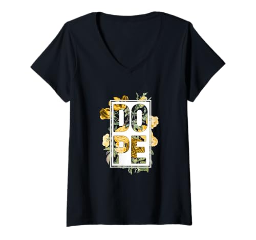 Damen Universität Varsity-Gold Fresh//DOPE Universität Varsity-Gold T-Shirt mit V-Ausschnitt Damen Universität Varsity-Gold Fresh//DOPE Universität Varsity-Gold T-Shirt mit V-Ausschnitt von Color Match University Varsity-Gold Graphic Tee