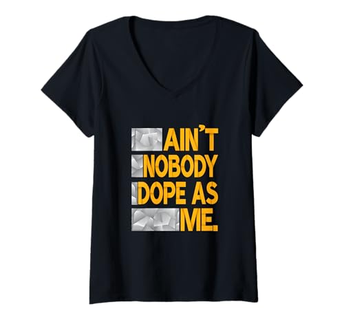 Damen Universität Varsity-Gold Niemand Doper Varsity-Gold T-Shirt mit V-Ausschnitt von Color Match University Varsity-Gold Graphic Tee