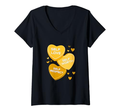 Damen Universität Varsity-Gold Self-ish v2 University Varsity-Gold T-Shirt mit V-Ausschnitt Damen Universität Varsity-Gold Self-ish v2 University Varsity-Gold T-Shirt mit V-Ausschnitt von Color Match University Varsity-Gold Graphic Tee