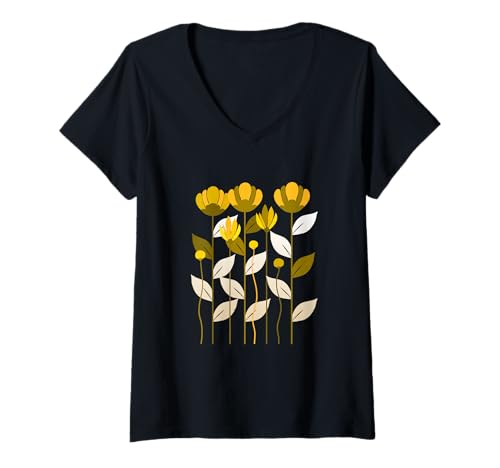 Damen Universität Varsity-Gold Tulip Shades Universität Varsity-Gold T-Shirt mit V-Ausschnitt Damen Universität Varsity-Gold Tulip Shades Universität Varsity-Gold T-Shirt mit V-Ausschnitt von Color Match University Varsity-Gold Graphic Tee