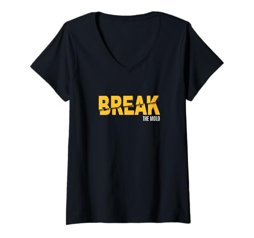 Damen University Varsity-Gold Break The Mold Gelb T-Shirt mit V-Ausschnitt von Color Match University Varsity-Gold Graphic Tee