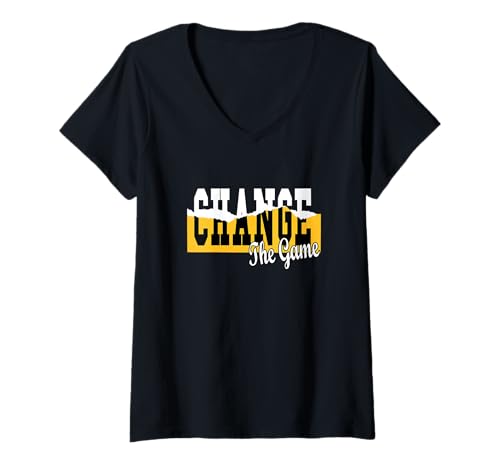 Damen University Varsity-Gold Change It gelbe Grafik T-Shirt mit V-Ausschnitt Damen University Varsity-Gold Change It gelbe Grafik T-Shirt mit V-Ausschnitt von Color Match University Varsity-Gold Graphic Tee