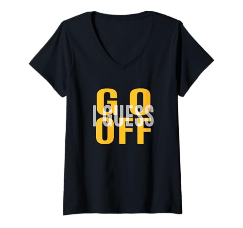 Damen University Varsity-Gold Don't Let Me Stop You... Gelb T-Shirt mit V-Ausschnitt Damen University Varsity-Gold Don't Let Me Stop You... Gelb T-Shirt mit V-Ausschnitt von Color Match University Varsity-Gold Graphic Tee