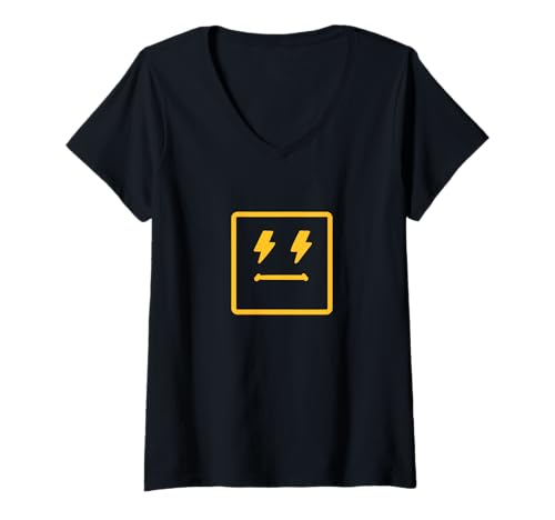Damen University Varsity-Gold Doppel-Lightening Square Face T-Shirt mit V-Ausschnitt Damen University Varsity-Gold Doppel-Lightening Square Face T-Shirt mit V-Ausschnitt von Color Match University Varsity-Gold Graphic Tee