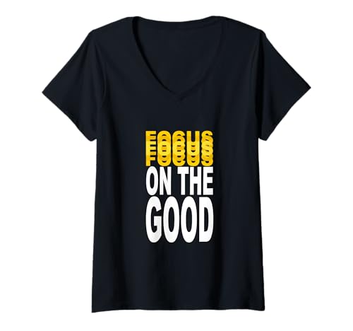 Damen University Varsity-Gold Good Focus Gelb T-Shirt mit V-Ausschnitt Damen University Varsity-Gold Good Focus Gelb T-Shirt mit V-Ausschnitt von Color Match University Varsity-Gold Graphic Tee