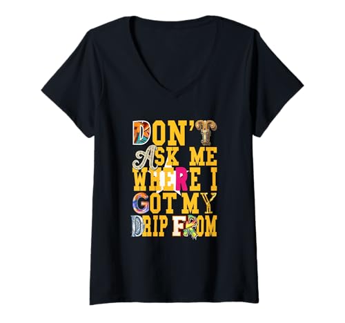 Damen University Varsity-Gold I Gatekeep The Drip Yellow T-Shirt mit V-Ausschnitt Damen University Varsity-Gold I Gatekeep The Drip Yellow T-Shirt mit V-Ausschnitt von Color Match University Varsity-Gold Graphic Tee