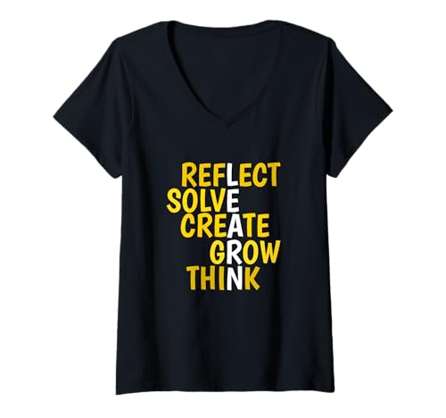 Damen University Varsity-Gold Learn & Grow Yellow T-Shirt mit V-Ausschnitt Damen University Varsity-Gold Learn & Grow Yellow T-Shirt mit V-Ausschnitt von Color Match University Varsity-Gold Graphic Tee
