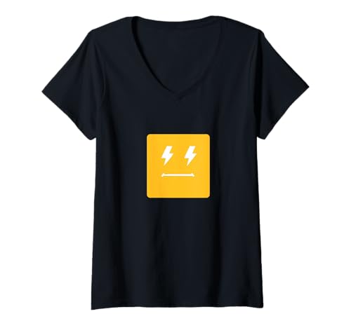 Damen University Varsity-Gold Lightening-Eyes Block Face Gelb T-Shirt mit V-Ausschnitt Damen University Varsity-Gold Lightening-Eyes Block Face Gelb T-Shirt mit V-Ausschnitt von Color Match University Varsity-Gold Graphic Tee