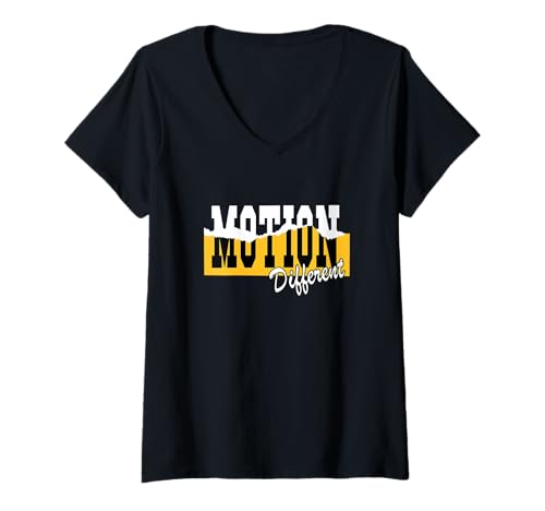 Damen University Varsity-Gold Motion Verschiedene gelbe Grafik T-Shirt mit V-Ausschnitt Damen University Varsity-Gold Motion Verschiedene gelbe Grafik T-Shirt mit V-Ausschnitt von Color Match University Varsity-Gold Graphic Tee