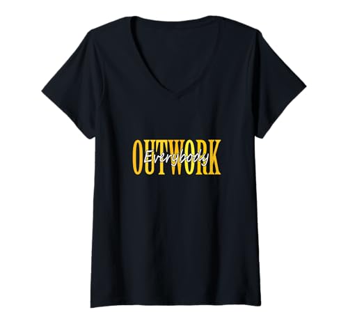 Damen University Varsity-Gold Outwork Everybody Gelb T-Shirt mit V-Ausschnitt Damen University Varsity-Gold Outwork Everybody Gelb T-Shirt mit V-Ausschnitt von Color Match University Varsity-Gold Graphic Tee