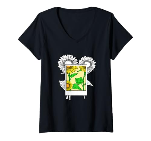 Damen University Varsity-Gold Picture Us Perfect Gelb T-Shirt mit V-Ausschnitt von Color Match University Varsity-Gold Graphic Tee