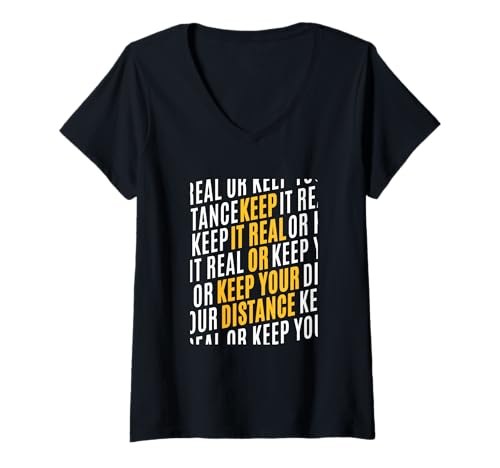 Damen University Varsity-Gold Real/Distance Yellow T-Shirt mit V-Ausschnitt von Color Match University Varsity-Gold Graphic Tee