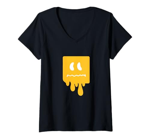 Damen University Varsity-Gold Scared Blockface T-Shirt mit V-Ausschnitt Damen University Varsity-Gold Scared Blockface T-Shirt mit V-Ausschnitt von Color Match University Varsity-Gold Graphic Tee