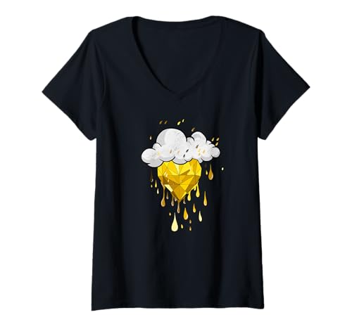 Damen University Varsity-Gold Storms Can't Dim My Shine Gelb T-Shirt mit V-Ausschnitt von Color Match University Varsity-Gold Graphic Tee