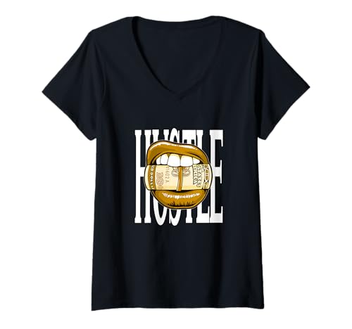 Damen University Varsity-Gold Taste for The Hustle Yellow T-Shirt mit V-Ausschnitt Damen University Varsity-Gold Taste for The Hustle Yellow T-Shirt mit V-Ausschnitt von Color Match University Varsity-Gold Graphic Tee