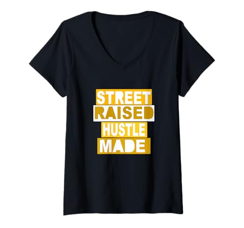 Damen University Varsity-Gold erhoben und gelb hergestellt T-Shirt mit V-Ausschnitt von Color Match University Varsity-Gold Graphic Tee