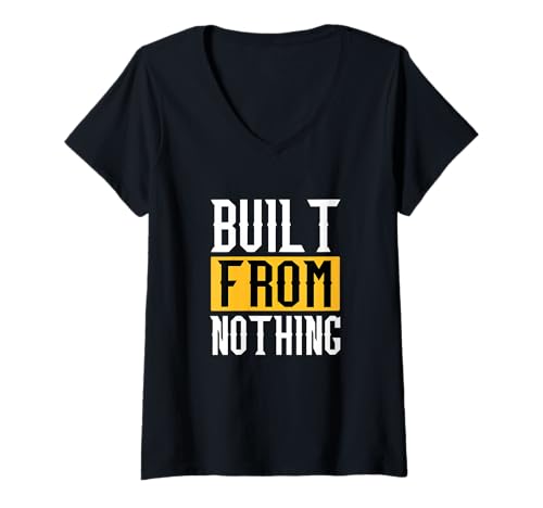 Damen University Varsity-Gold from Scratch Gelb T-Shirt mit V-Ausschnitt von Color Match University Varsity-Gold Graphic Tee