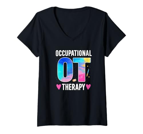 Damen Occupational Therapy OT Color Splash Graphic T-Shirt mit V-Ausschnitt Damen Occupational Therapy OT Color Splash Graphic T-Shirt mit V-Ausschnitt von Color Splash OT Co.