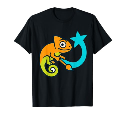 Citrus Harmony Chamäleon Stern Streifen für Kinder Jugendliche T-Shirt Citrus Harmony Chamäleon Stern Streifen für Kinder Jugendliche T-Shirt von Color fun chameleon for kids children pupils youth