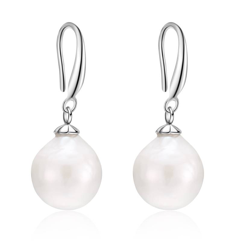925 Sterling Silber Ohrring, Tropfen Baumeln Perlen Große Edison Perle Schmuck, 12-13 Mm Kernige Haken Ohrringe, Süßwasserperlen von ColorAngle