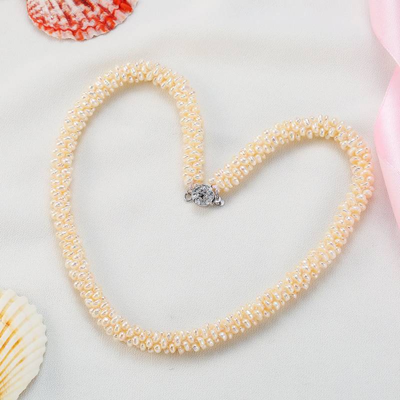 Valentinstag-Kleine Weiße Perlen, Süßwasserperlen Blumenhalskette, Frauen-Perlen-Schmuck, Perlen-Cluster Perlen Armreif Handarbeit von ColorAngle