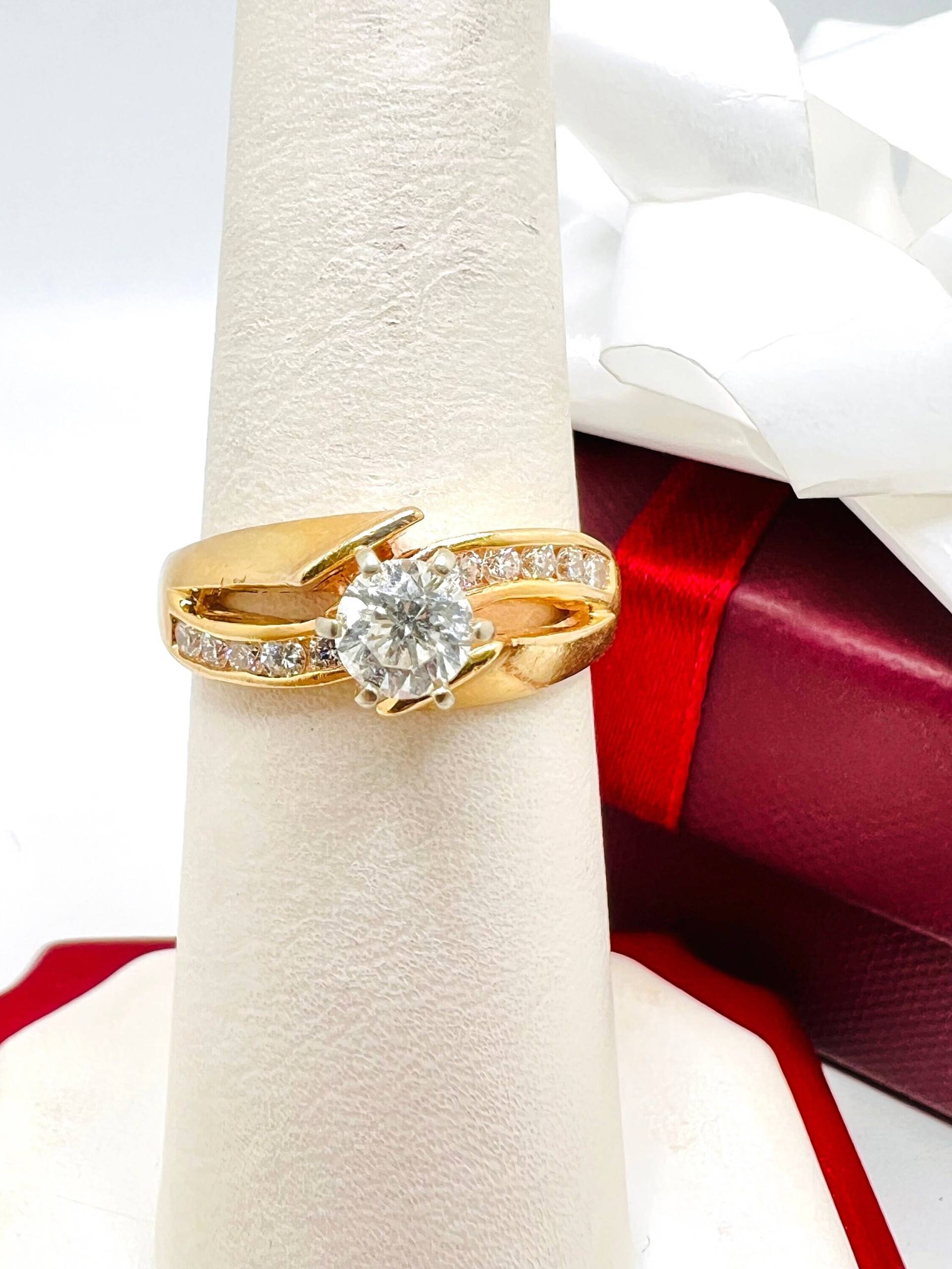 14K Gelbgold Diamant 0, 45Ct Versprechen Handgemachter Ring Größe 6, 5 14K Gelbgold Diamant 0, 45Ct Versprechen Handgemachter Ring Größe 6, 5 von ColorCoutureJewels