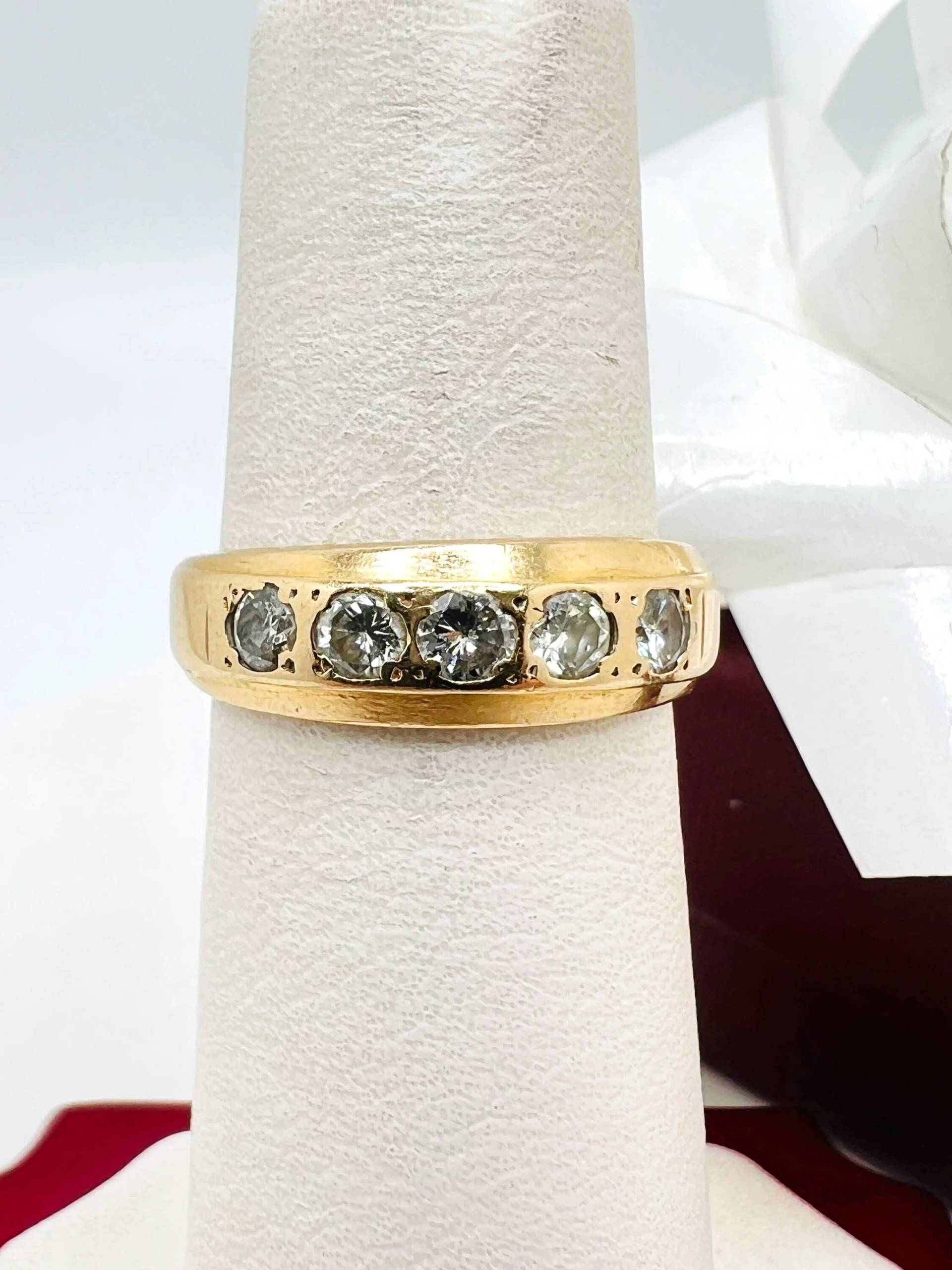 14K Gelbgold Diamant 0.40Ct Bandring Größe 5.5 von ColorCoutureJewels