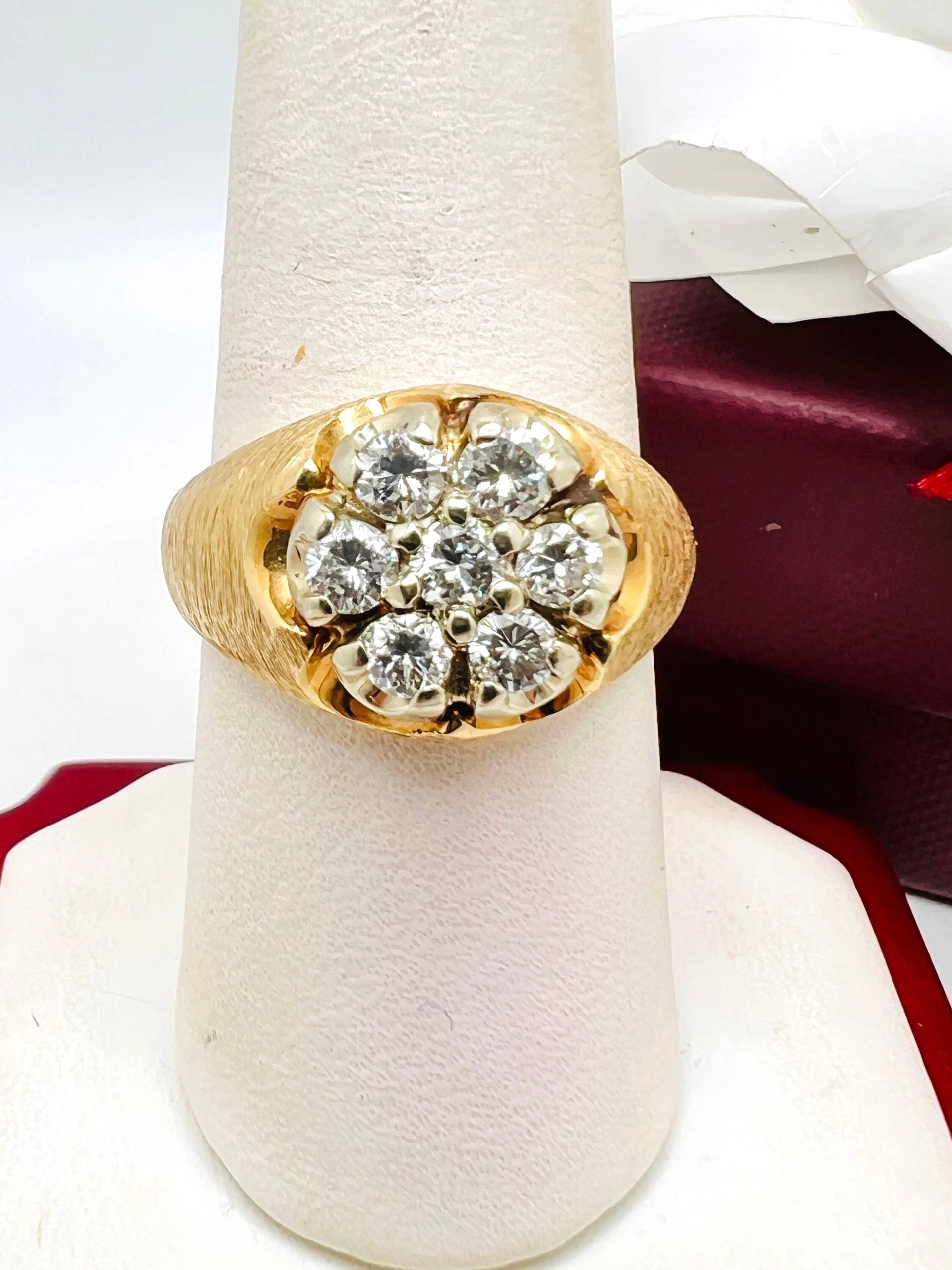 14K Gelbgold Diamant 0.50Ct Blume Ring Größe 8.5 von ColorCoutureJewels