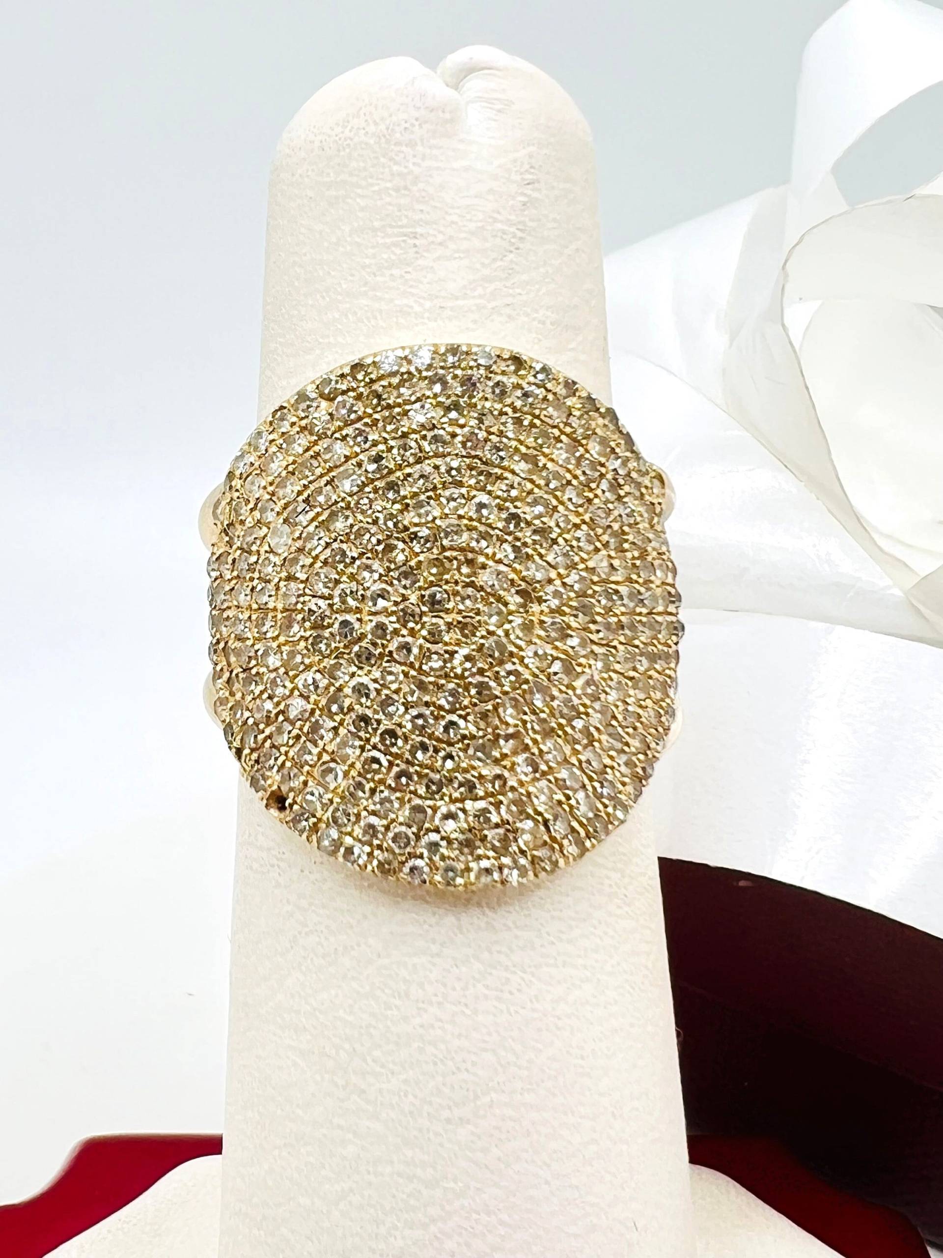 14K Gelbgold Diamant 1.00Ct Cocktail Ring Größe 5.25 von ColorCoutureJewels