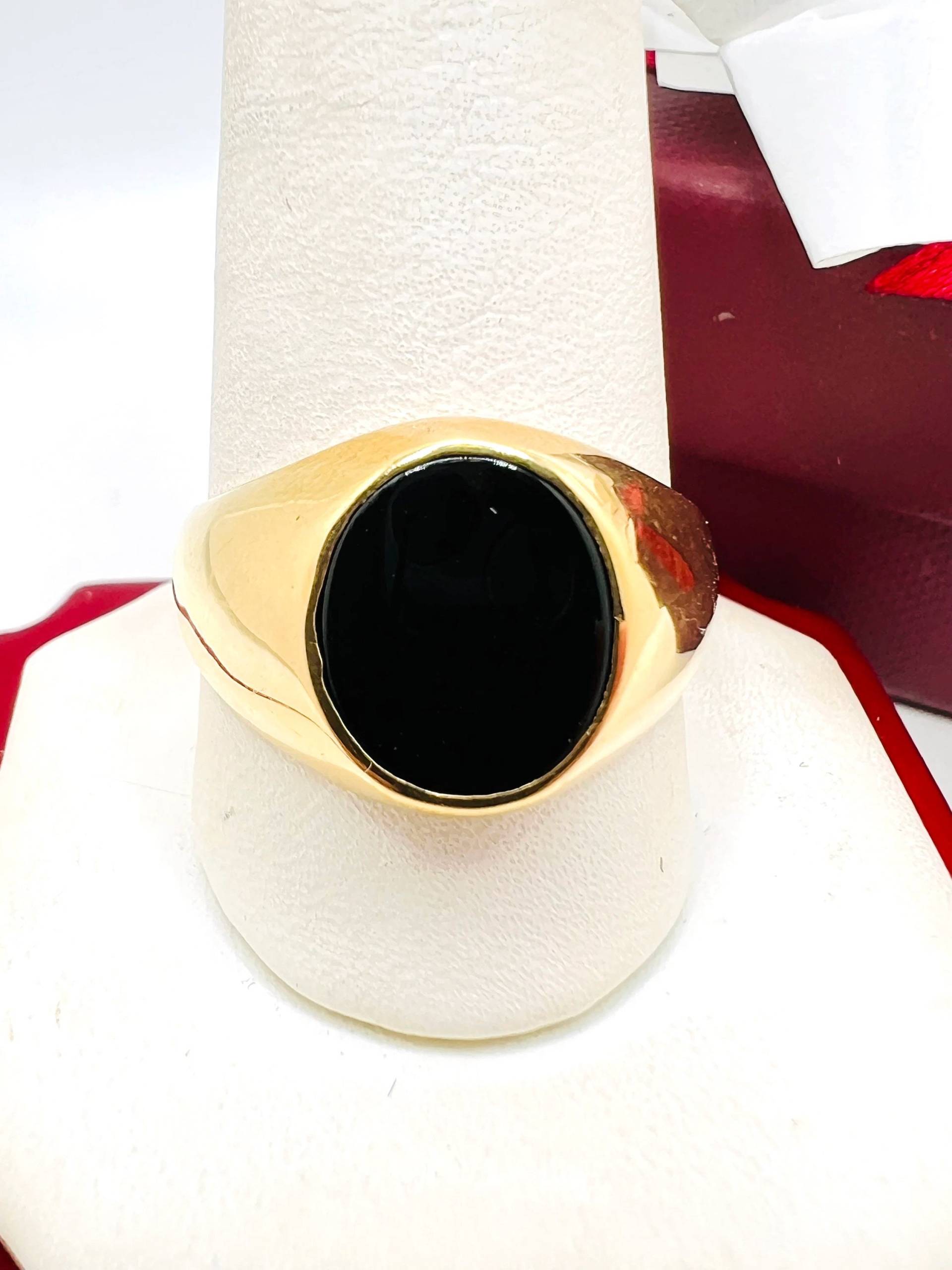 14K Gelbgold Onyx Ring Größe 10.25 von ColorCoutureJewels