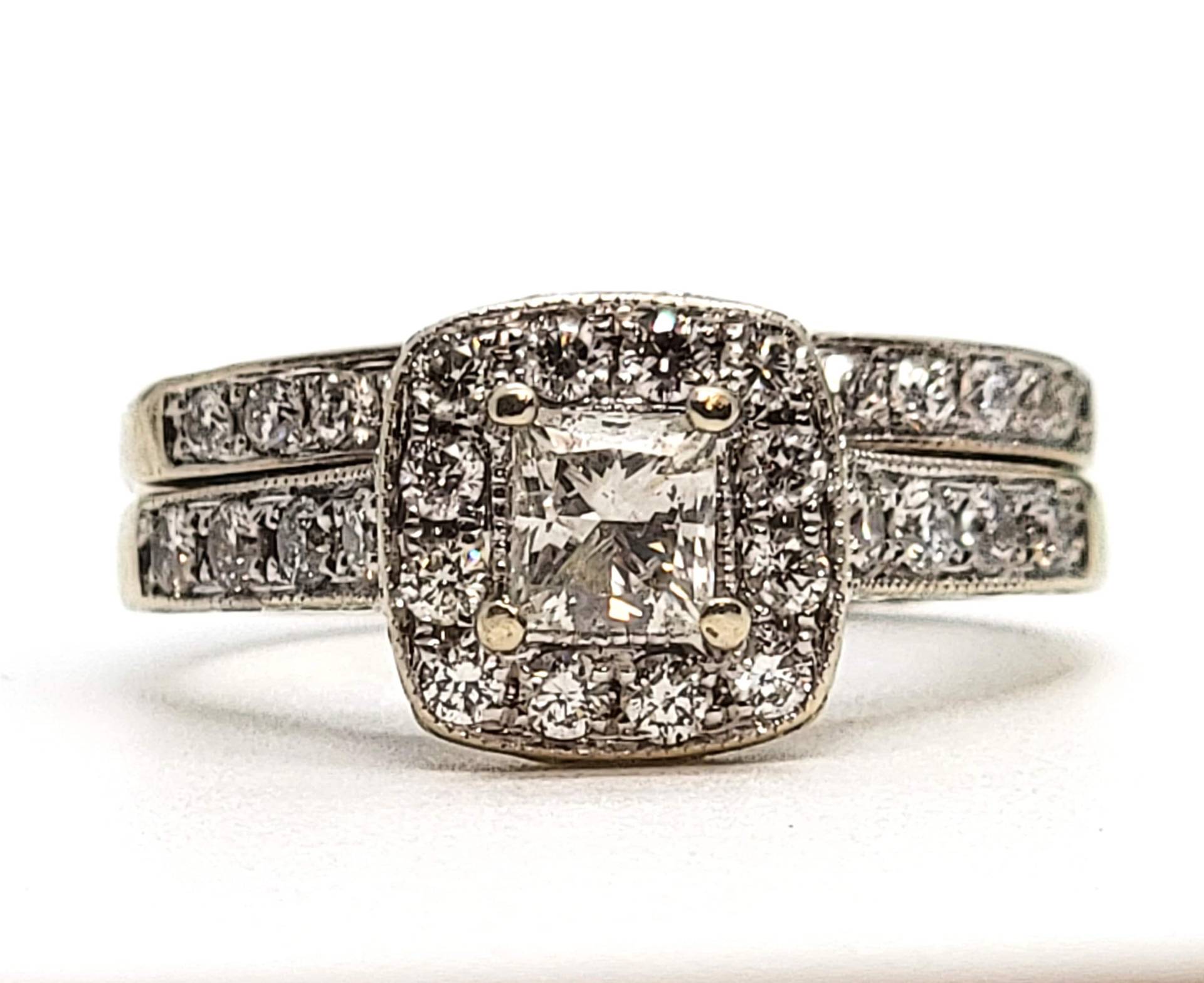 14K Weißgold Diamant 0.95Ct Verlobung, Ehering Set Ringgröße 7.5 von ColorCoutureJewels