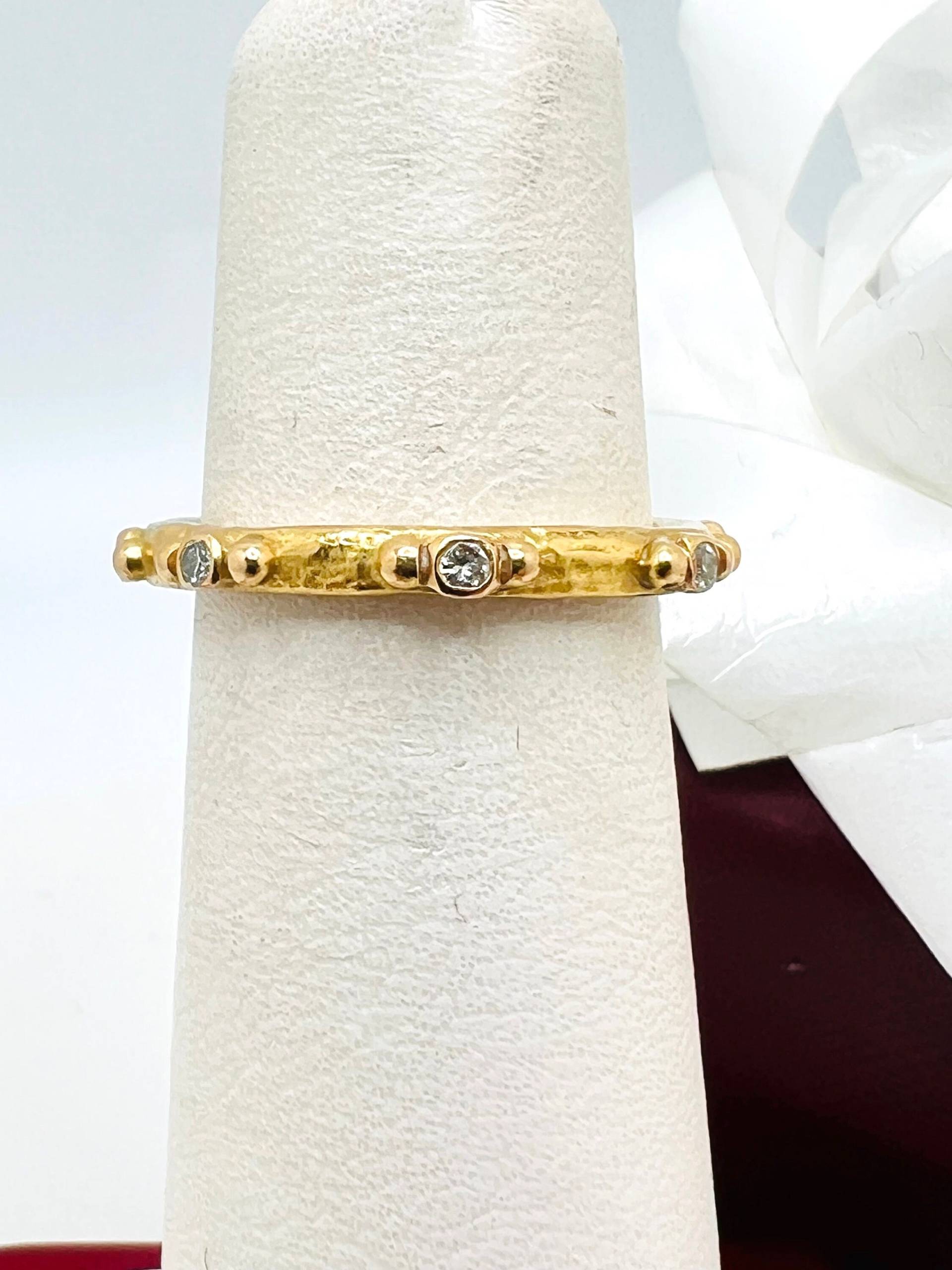 18K Gelbgold Diamant 0.25Ct Art Deco Band Ring Größe 4.75 von ColorCoutureJewels