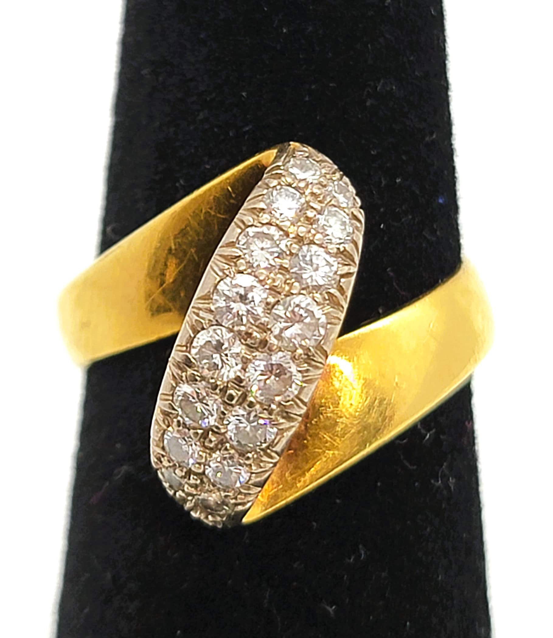 18K Gelbgold Diamant 0.35Ct Cocktail Ring Größe 5.5 von ColorCoutureJewels