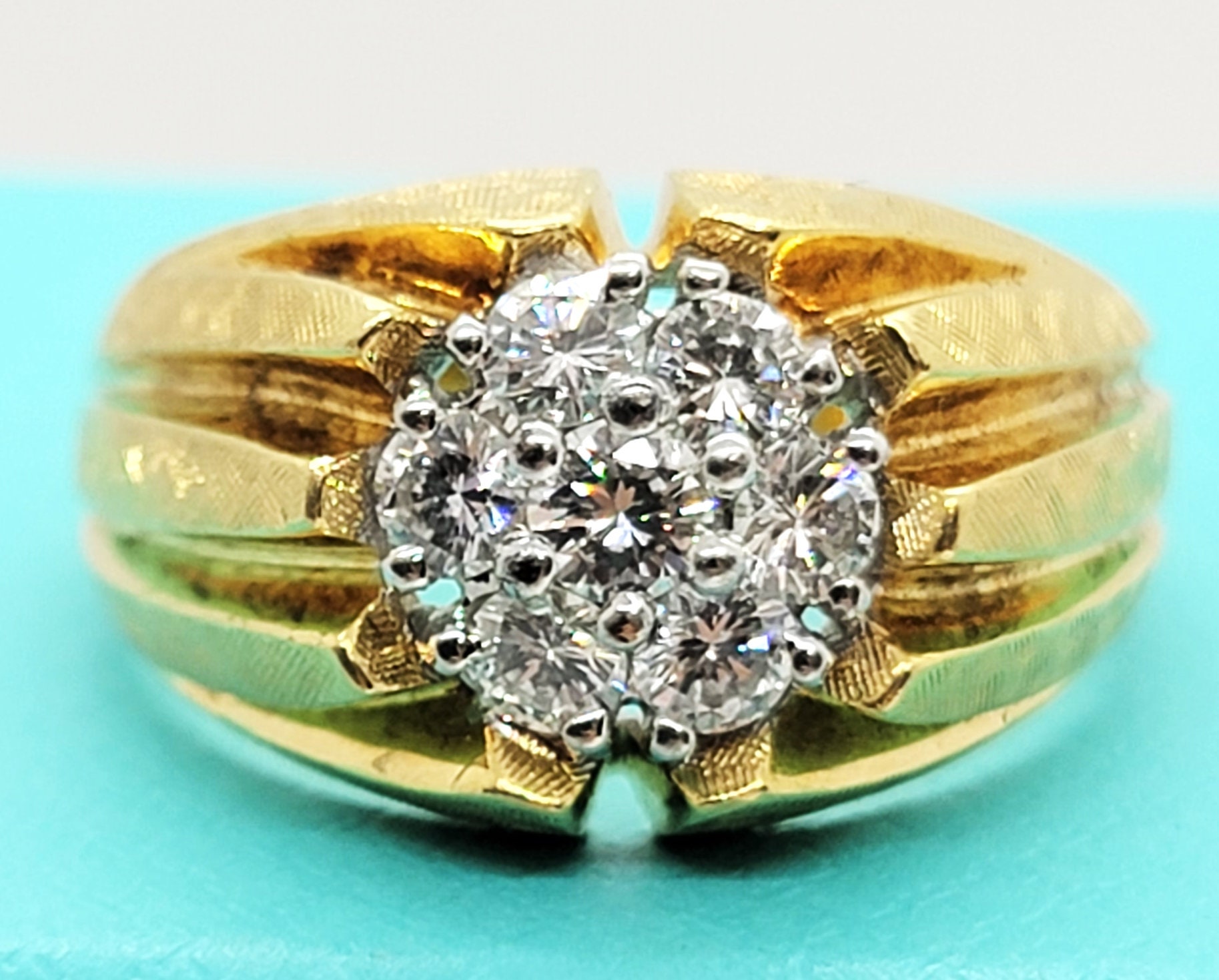 18K Gelbgold Diamant 0.95Ct Herrenring Größe 12.5 von ColorCoutureJewels