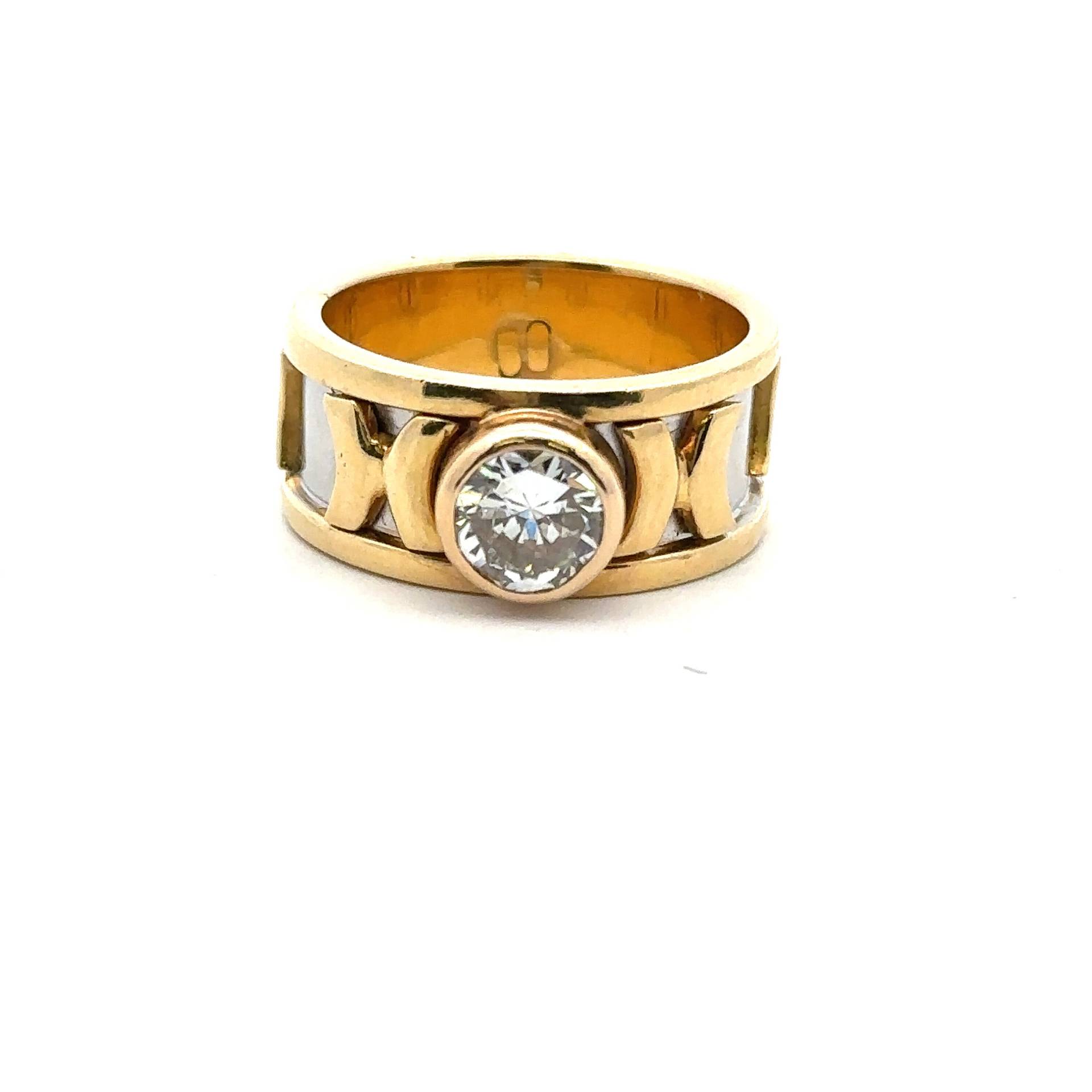 Handgemachte 18K Two Tone Diamant Ring Größe 8 von ColorCoutureJewels