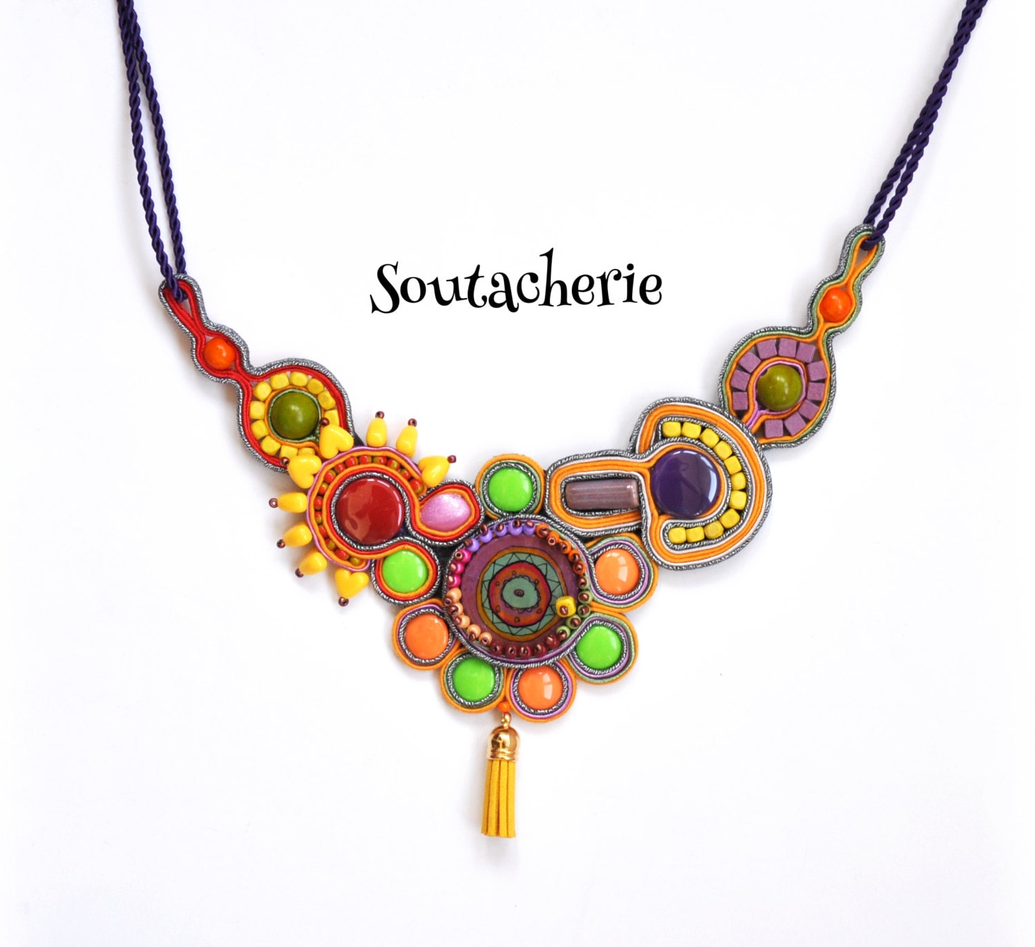 Bunte Soutache Statement Halskette Bunte Soutache Statement Halskette von ColorFusionJewelry