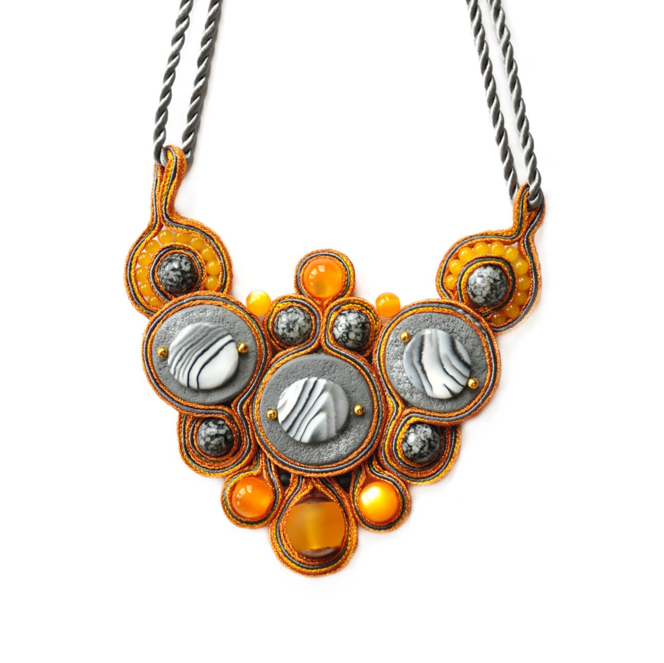 Gelb - Soutache Dreieck Halskette Große Mutige Aussage Schmuckstück Halsketten Bohohalskette Chunky Gelb - Soutache Dreieck Halskette Große Mutige Aussage Schmuckstück Halsketten Bohohalskette Chunky von ColorFusionJewelry