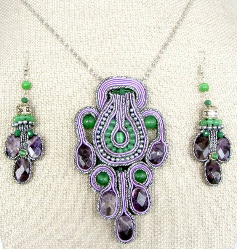 Soutache Halskette Und Ohrringe, Set Soutache Halskette Und Ohrringe, Set von ColorFusionJewelry