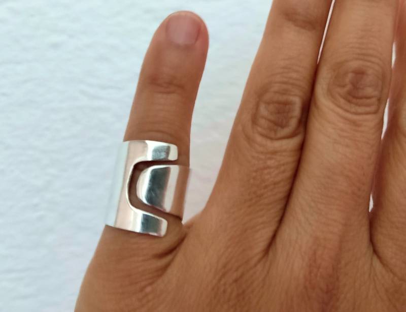 Handgemachte Breite Bandring Sterling Silber Minimalist Pinky Ring Handgemachte Breite Bandring Sterling Silber Minimalist Pinky Ring von ColorLatinoJewelry